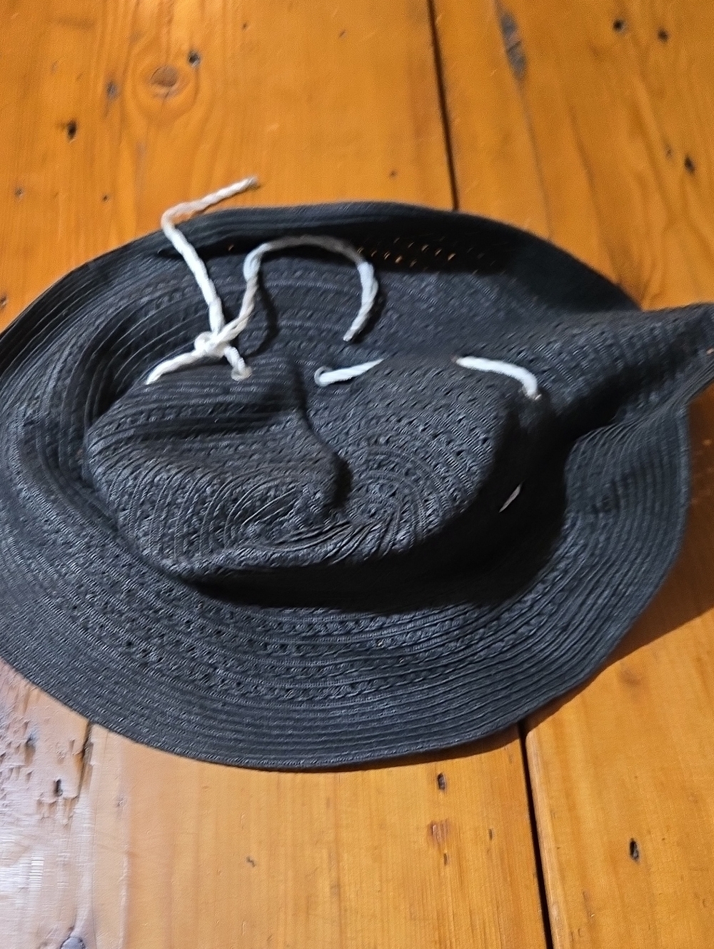 Lauren By Ralph Lauren Black Straw Sun Hat Sz M